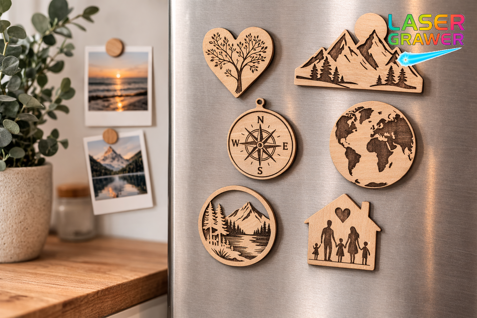 Drewniane magnesy na lodówkę ze sklejki – pomysł na pamiątkę lub gadżet
